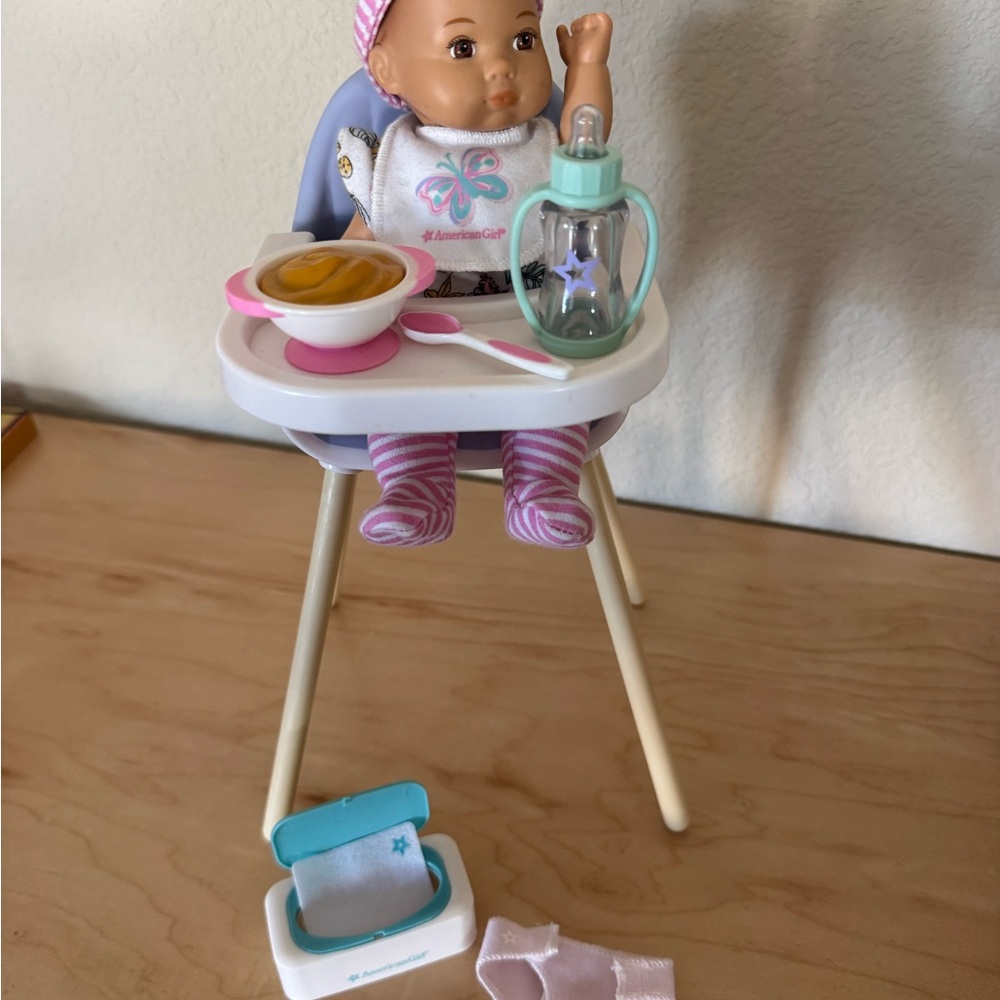 American Girl Baby Doll Itty Bitty Baby and High Chair Feeding Set